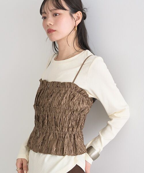 earth music&ecology（アースミュージックアンドエコロジー）の「シャーリングビスチェ（ベスト・レディース・アイボリー/ブラック/モカ・FREE）」の15枚目の写真