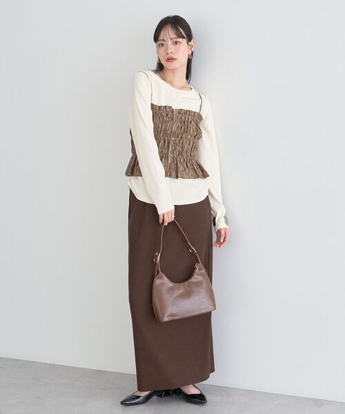 earth music&ecology（アースミュージックアンドエコロジー）の「シャーリングビスチェ（ベスト・レディース・アイボリー/ブラック/モカ・FREE）」の16枚目の写真