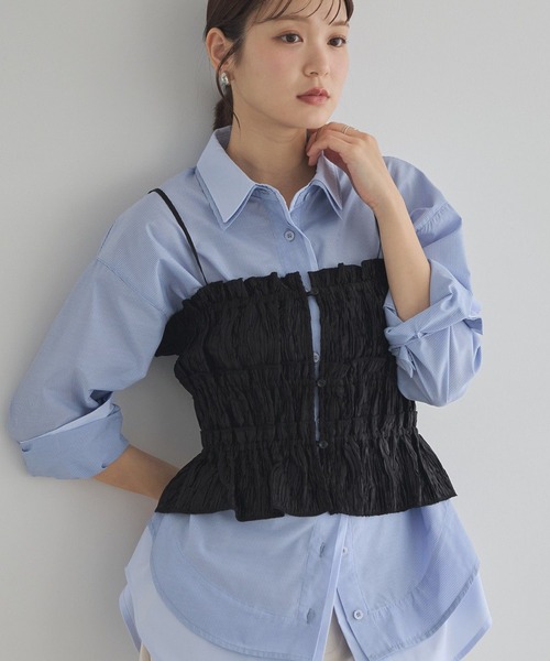 earth music&ecology（アースミュージックアンドエコロジー）の「シャーリングビスチェ（ベスト・レディース・アイボリー/ブラック/モカ・FREE）」の2枚目の写真