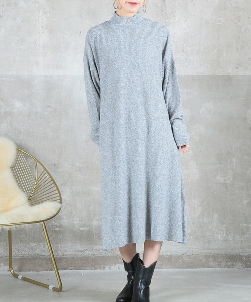CLOVER DEPOT(クローバーデポ)の「【リブニットワンピース(CLOVER DEPOT)(ワンピース・レディース・グレー/ブラック/カーキブラウン・ロング/ショート)」の3枚目の写真
