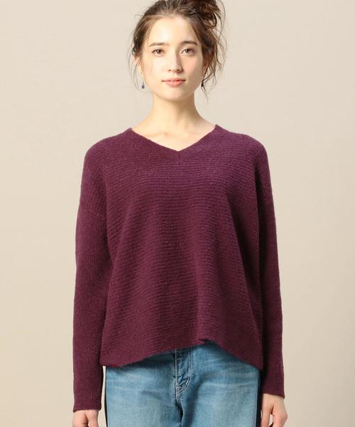 BEAUTY&YOUTH UNITED ARROWS（ビューティーアンドユースユナイテッドアローズ）の「BY ブークレVネックニット ◆（ニット/セーター・レディース・ブラウン/ワインレッド・フリー）」の4枚目の写真