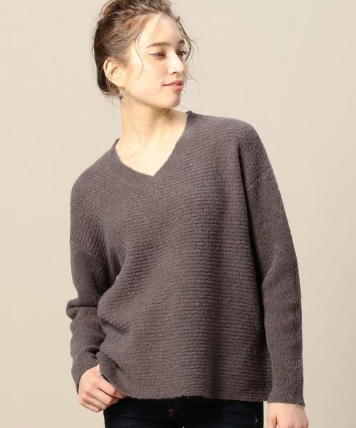BEAUTY&YOUTH UNITED ARROWS（ビューティーアンドユースユナイテッドアローズ）の「BY ブークレVネックニット ◆（ニット/セーター・レディース・ブラウン/ワインレッド・フリー）」の12枚目の写真