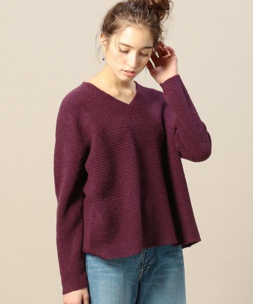 BEAUTY&YOUTH UNITED ARROWS（ビューティーアンドユースユナイテッドアローズ）の「BY ブークレVネックニット ◆（ニット/セーター・レディース・ブラウン/ワインレッド・フリー）」の13枚目の写真