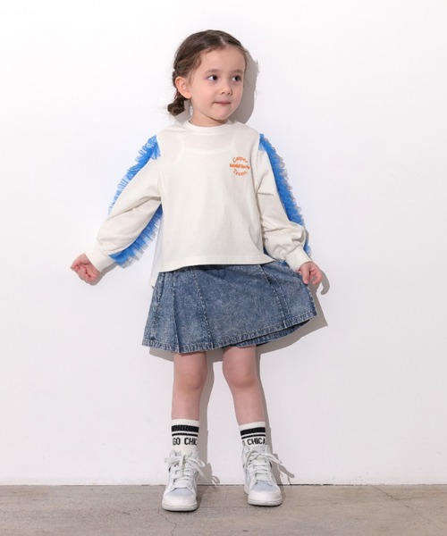 Ocean&Ground(オーシャン&グラウンド)の「デニムプリーツショートパンツ(デニムパンツ・キッズ・ケミカルウォッシュ/ブラック・120/110/100/90/140/130)」の7枚目の写真