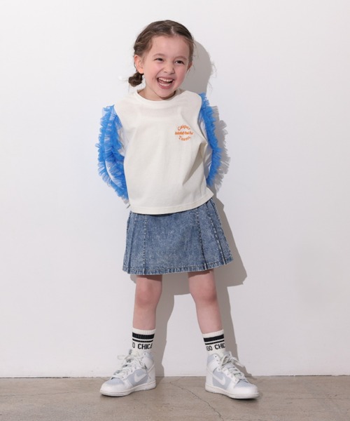 Ocean&Ground(オーシャン&グラウンド)の「デニムプリーツショートパンツ(デニムパンツ・キッズ・ケミカルウォッシュ/ブラック・120/110/100/90/140/130)」の3枚目の写真