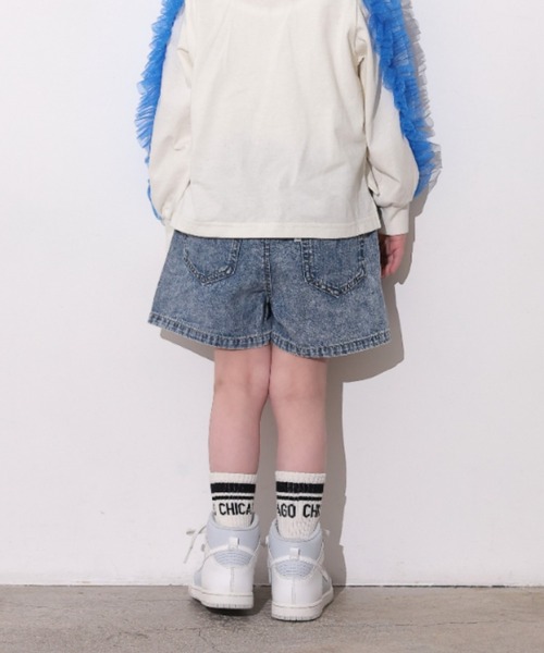 Ocean&Ground(オーシャン&グラウンド)の「デニムプリーツショートパンツ(デニムパンツ・キッズ・ケミカルウォッシュ/ブラック・120/110/100/90/140/130)」の9枚目の写真