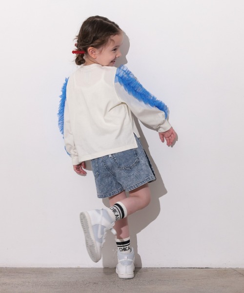 Ocean&Ground(オーシャン&グラウンド)の「デニムプリーツショートパンツ(デニムパンツ・キッズ・ケミカルウォッシュ/ブラック・120/110/100/90/140/130)」の5枚目の写真
