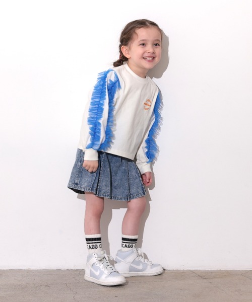Ocean&Ground(オーシャン&グラウンド)の「デニムプリーツショートパンツ(デニムパンツ・キッズ・ケミカルウォッシュ/ブラック・120/110/100/90/140/130)」の6枚目の写真