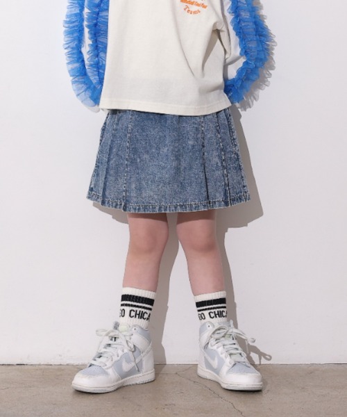 Ocean&Ground(オーシャン&グラウンド)の「デニムプリーツショートパンツ(デニムパンツ・キッズ・ケミカルウォッシュ/ブラック・120/110/100/90/140/130)」の8枚目の写真