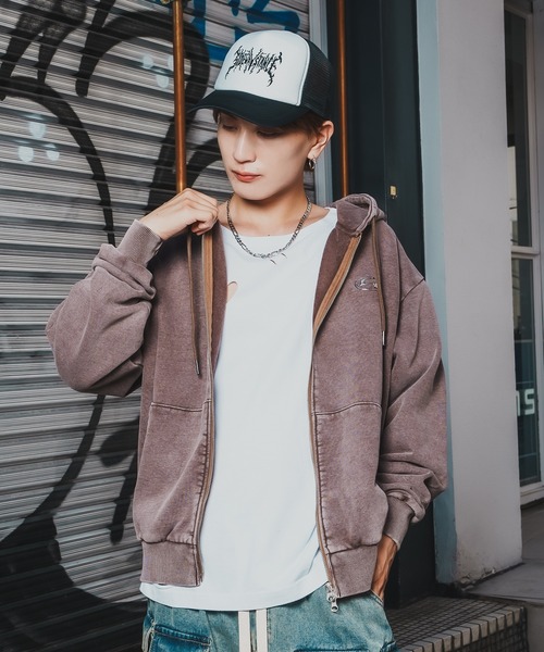 SIDEWAY STANCE（サイドウェイスタンス）の「【SIDEWAY STANCE】ケミカル スウェット ジップパーカー（パーカー・メンズ・ブラック/ブラウン・SMALL/MEDIUM/LARGE/X-LARGE）」の15枚目の写真