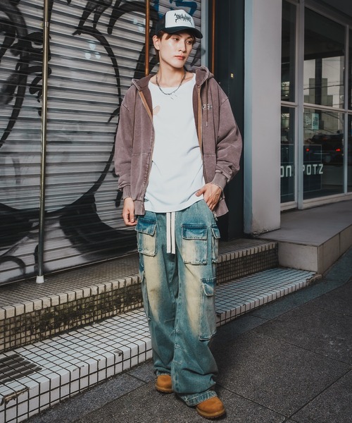 SIDEWAY STANCE（サイドウェイスタンス）の「【SIDEWAY STANCE】ケミカル スウェット ジップパーカー（パーカー・メンズ・ブラック/ブラウン・SMALL/MEDIUM/LARGE/X-LARGE）」の17枚目の写真