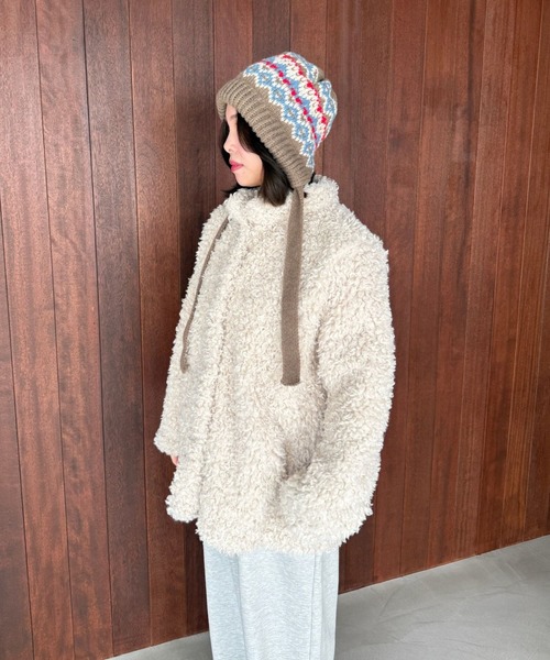 SANSeLF（サンセルフ）の「【SANSeLF】 ルーズフィットシャギーボアジャケット saw25a053（その他アウター・レディース・アイボリー・FREE）」の4枚目の写真