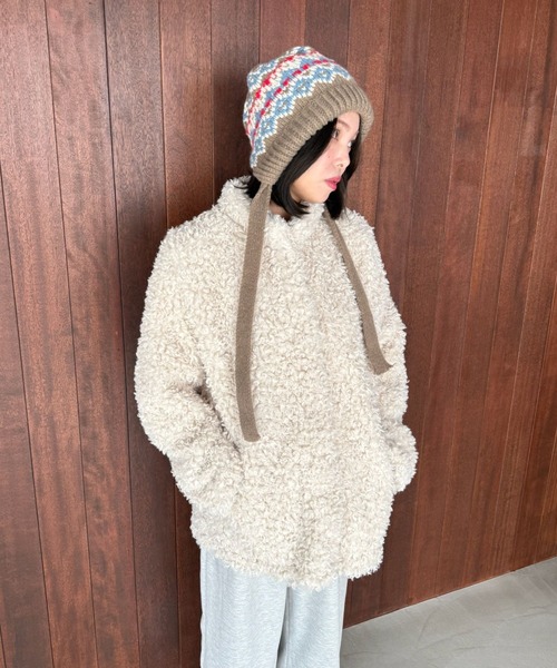 SANSeLF（サンセルフ）の「【SANSeLF】 ルーズフィットシャギーボアジャケット saw25a053（その他アウター・レディース・アイボリー・FREE）」の6枚目の写真