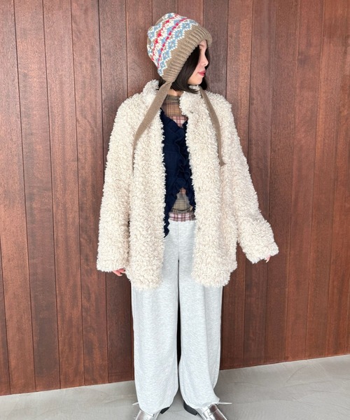 SANSeLF（サンセルフ）の「【SANSeLF】 ルーズフィットシャギーボアジャケット saw25a053（その他アウター・レディース・アイボリー・FREE）」の9枚目の写真