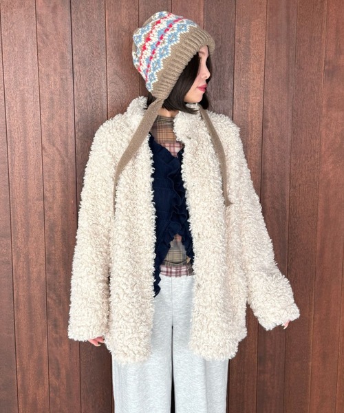 SANSeLF（サンセルフ）の「【SANSeLF】 ルーズフィットシャギーボアジャケット saw25a053（その他アウター・レディース・アイボリー・FREE）」の2枚目の写真