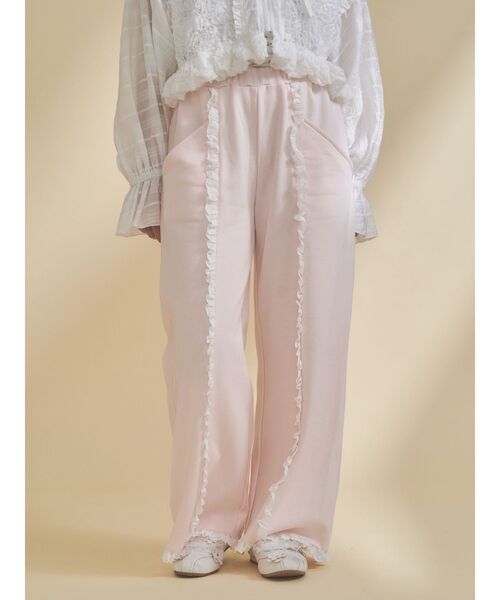 merry jenny（メリージェニー）の「レースフリルスウェットパンツ（スウェットパンツ・レディース・ピンク/ライトグレー・FREE）」の2枚目の写真