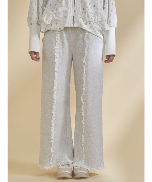 merry jenny（メリージェニー）の「レースフリルスウェットパンツ（スウェットパンツ・レディース・ピンク/ライトグレー・FREE）」の3枚目の写真
