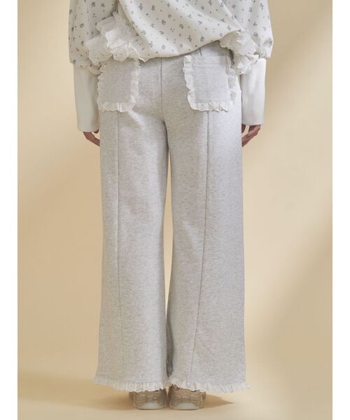 merry jenny（メリージェニー）の「レースフリルスウェットパンツ（スウェットパンツ・レディース・ピンク/ライトグレー・FREE）」の5枚目の写真