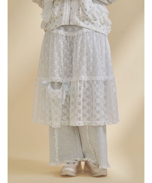 merry jenny（メリージェニー）の「レースフリルスウェットパンツ（スウェットパンツ・レディース・ピンク/ライトグレー・FREE）」の7枚目の写真