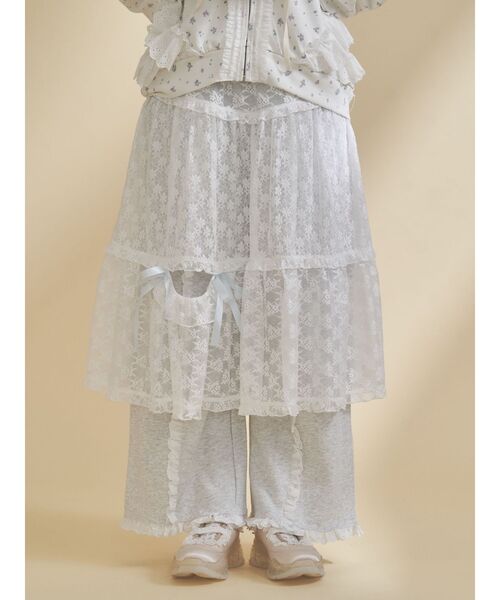 merry jenny（メリージェニー）の「レースフリルスウェットパンツ（スウェットパンツ・レディース・ピンク/ライトグレー・FREE）」の8枚目の写真