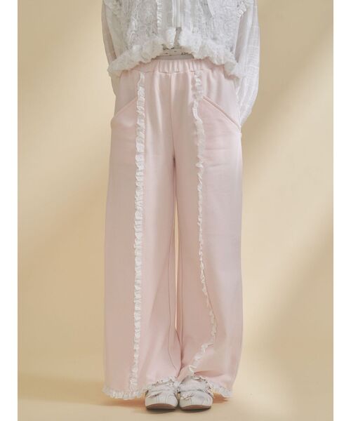 merry jenny（メリージェニー）の「レースフリルスウェットパンツ（スウェットパンツ・レディース・ピンク/ライトグレー・FREE）」の11枚目の写真