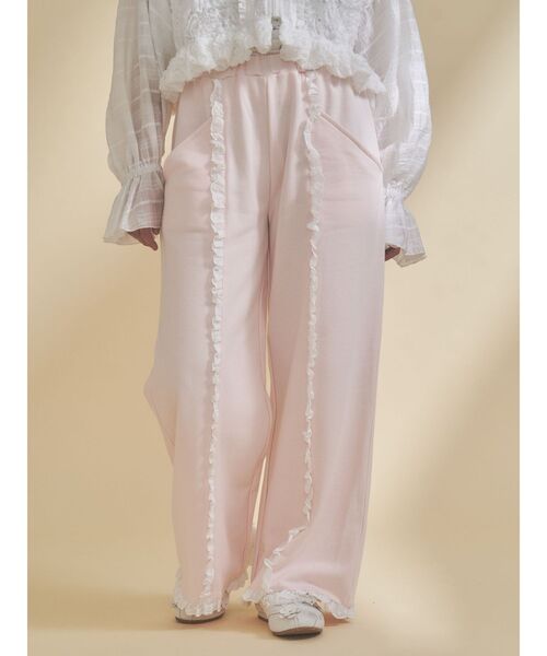 merry jenny（メリージェニー）の「レースフリルスウェットパンツ（スウェットパンツ・レディース・ピンク/ライトグレー・FREE）」の12枚目の写真