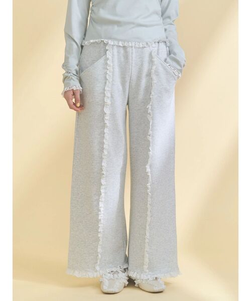 merry jenny（メリージェニー）の「レースフリルスウェットパンツ（スウェットパンツ・レディース・ピンク/ライトグレー・FREE）」の16枚目の写真