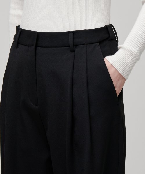 MUSINSA STANDARD WOMAN（ムシンサスタンダードウーマン）の「ウィメンズヘビーウェイト裏起毛ハイウエストワイドヒドゥンバンディングスラックス[ブラック]（スラックス・レディース・その他・34/32/30/31/24/25/26/27/28/29）」の4枚目の写真