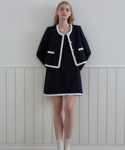 ZEROSTREET(ゼロストリート)の「ジェニ ラウンドネックジャケット / ネイビー(その他アウター・レディース・ネイビー・SMALL/MEDIUM)」の2枚目の写真