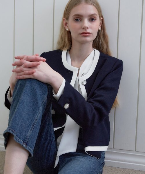 ZEROSTREET(ゼロストリート)の「ジェニ ラウンドネックジャケット / ネイビー(その他アウター・レディース・ネイビー・SMALL/MEDIUM)」の3枚目の写真