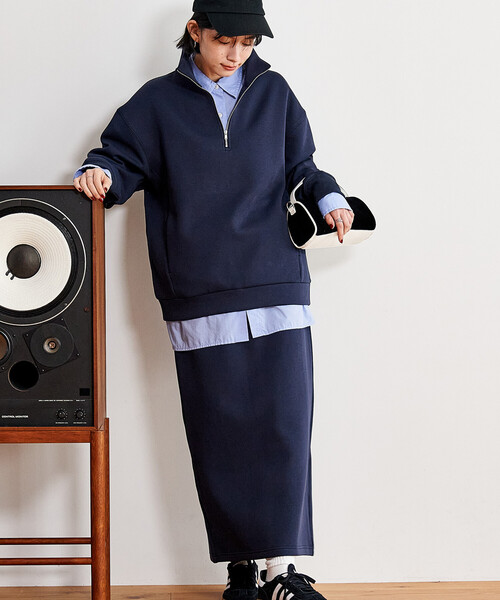 セットアイテム】ボンディング ハーフジップ スカートセット