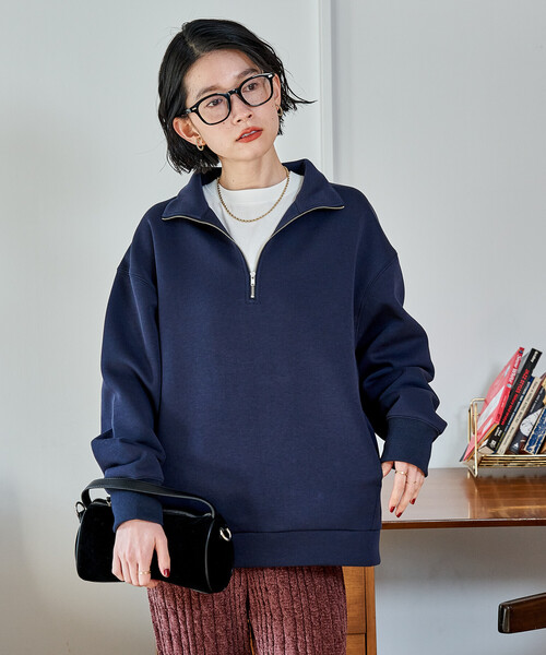 FREAK'S STORE(フリークスストア)の「【セットアイテム】ボンディング ハーフジップ スカートセット(セットアップ・レディース・オフホワイト/オリーブ/ブラック/ライトグレー/ネイビー・MEDIUM/SMALL)」の6枚目の写真