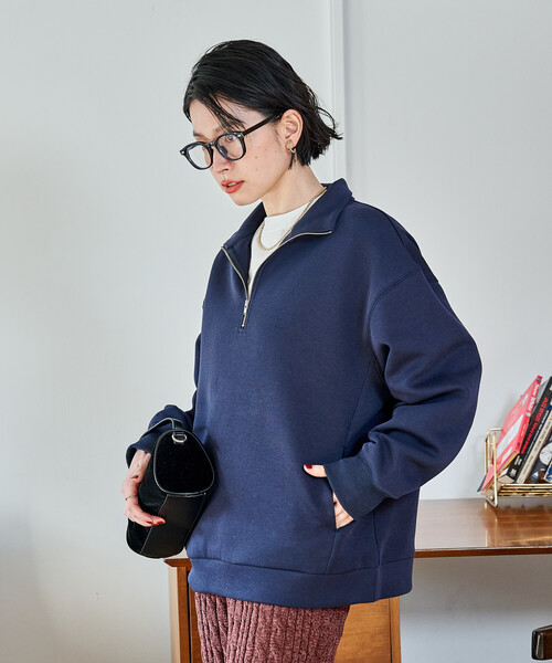FREAK'S STORE(フリークスストア)の「【セットアイテム】ボンディング ハーフジップ スカートセット(セットアップ・レディース・オフホワイト/オリーブ/ブラック/ライトグレー/ネイビー・MEDIUM/SMALL)」の7枚目の写真