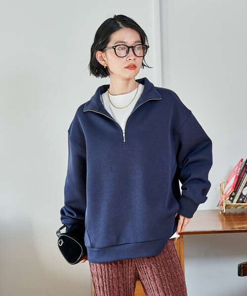 FREAK'S STORE(フリークスストア)の「【セットアイテム】ボンディング ハーフジップ スカートセット(セットアップ・レディース・オフホワイト/オリーブ/ブラック/ライトグレー/ネイビー・MEDIUM/SMALL)」の10枚目の写真