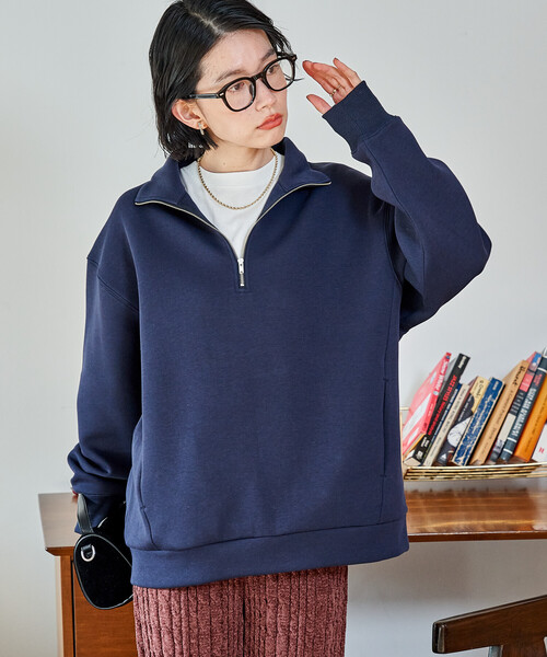 FREAK'S STORE(フリークスストア)の「【セットアイテム】ボンディング ハーフジップ スカートセット(セットアップ・レディース・オフホワイト/オリーブ/ブラック/ライトグレー/ネイビー・MEDIUM/SMALL)」の11枚目の写真