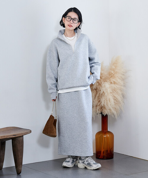 FREAK'S STORE(フリークスストア)の「【セットアイテム】ボンディング ハーフジップ スカートセット(セットアップ・レディース・オフホワイト/オリーブ/ブラック/ライトグレー/ネイビー・MEDIUM/SMALL)」の15枚目の写真