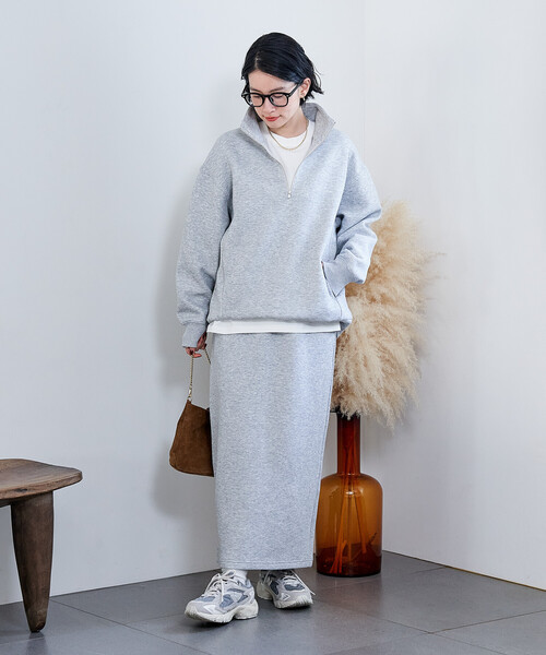 FREAK'S STORE(フリークスストア)の「【セットアイテム】ボンディング ハーフジップ スカートセット(セットアップ・レディース・オフホワイト/オリーブ/ブラック/ライトグレー/ネイビー・MEDIUM/SMALL)」の16枚目の写真