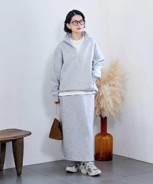 FREAK'S STORE(フリークスストア)の「【セットアイテム】ボンディング ハーフジップ スカートセット(セットアップ・レディース・オフホワイト/オリーブ/ブラック/ライトグレー/ネイビー・MEDIUM/SMALL)」の17枚目の写真