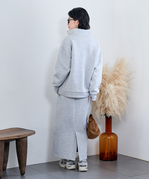 FREAK'S STORE(フリークスストア)の「【セットアイテム】ボンディング ハーフジップ スカートセット(セットアップ・レディース・オフホワイト/オリーブ/ブラック/ライトグレー/ネイビー・MEDIUM/SMALL)」の18枚目の写真