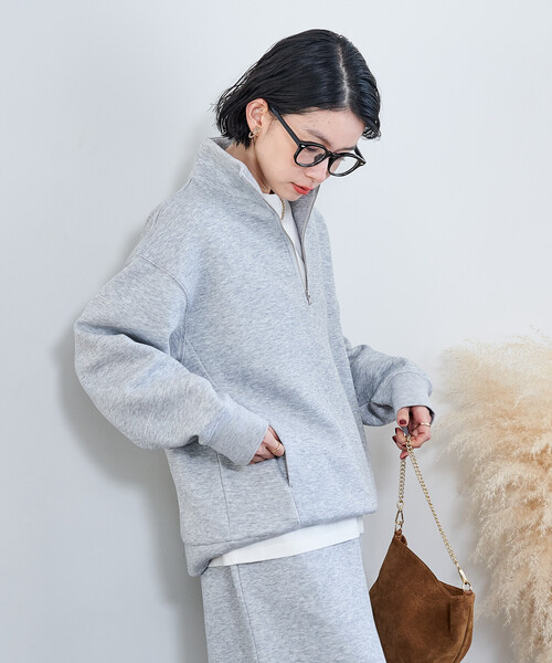 FREAK'S STORE(フリークスストア)の「【セットアイテム】ボンディング ハーフジップ スカートセット(セットアップ・レディース・オフホワイト/オリーブ/ブラック/ライトグレー/ネイビー・MEDIUM/SMALL)」の22枚目の写真