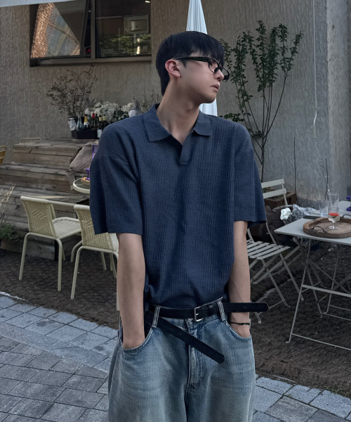 GLW(ジーエルダブリュ)の「オープンカラーワッフルハーフニットチャコール(ニット/セーター・レディース・その他・SMALL/MEDIUM/LARGE)」の1枚目の写真