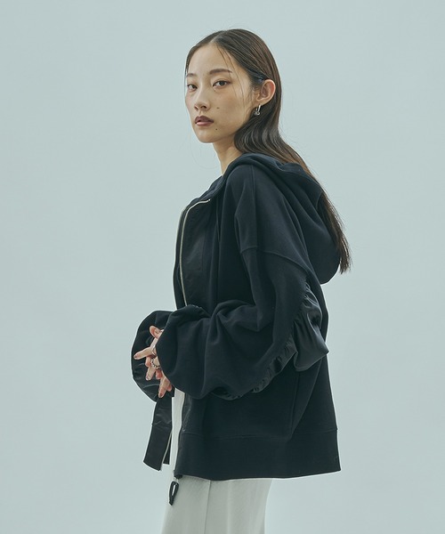 ROSE BUD（ローズバッド）の「(GENE HEAVENS)RE MAKE LIKE ZIP PARKA（パーカー・レディース・ブラック/グレー・ONE SIZE）」の4枚目の写真