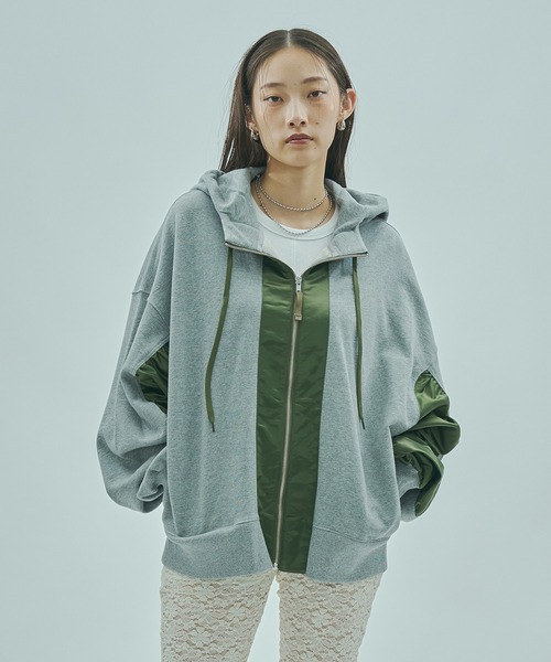 ROSE BUD（ローズバッド）の「(GENE HEAVENS)RE MAKE LIKE ZIP PARKA（パーカー・レディース・ブラック/グレー・ONE SIZE）」の9枚目の写真