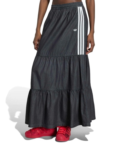 adidas(アディダス)の「adidas SUMMER GLOW DENIM SKIRT / アディダス サマーグロー デニムスカート(スカート・レディース・ブラック・M/S/L)」の1枚目の写真