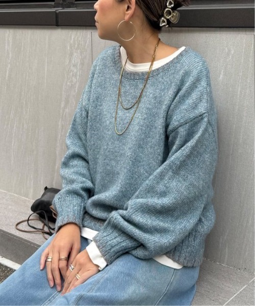 LBC（エルビーシー）の「ラメノットヤーン配色ニットプルオーバー（ニット/セーター・レディース・ピンク/ブルー/グレー/ベージュ・M）」の8枚目の写真