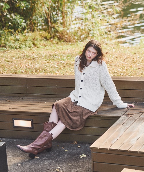 CASPER JOHN(キャスパージョン)の「Ribbon yarn collar cardigan/リボンヤーンカラーカーディガン(カーディガン/ボレロ・メンズ・ミント/ブラック/アイボリー・X-SMALL/SMALL/MEDIUM/LARGE)」の12枚目の写真