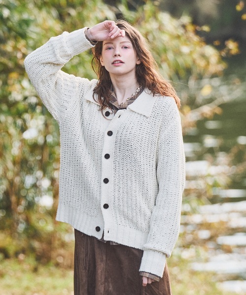 CASPER JOHN(キャスパージョン)の「Ribbon yarn collar cardigan/リボンヤーンカラーカーディガン(カーディガン/ボレロ・メンズ・ミント/ブラック/アイボリー・X-SMALL/SMALL/MEDIUM/LARGE)」の10枚目の写真