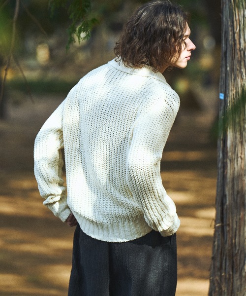 CASPER JOHN(キャスパージョン)の「Ribbon yarn collar cardigan/リボンヤーンカラーカーディガン(カーディガン/ボレロ・メンズ・ミント/ブラック/アイボリー・X-SMALL/SMALL/MEDIUM/LARGE)」の6枚目の写真