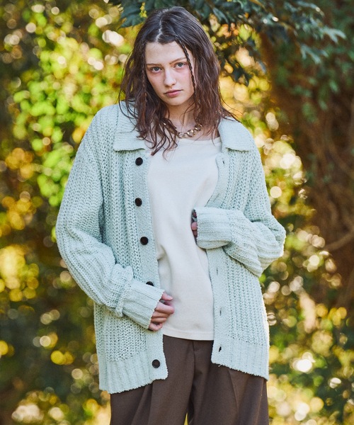 CASPER JOHN(キャスパージョン)の「Ribbon yarn collar cardigan/リボンヤーンカラーカーディガン(カーディガン/ボレロ・メンズ・ミント/ブラック/アイボリー・X-SMALL/SMALL/MEDIUM/LARGE)」の14枚目の写真