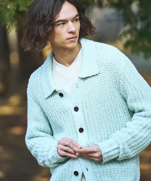 CASPER JOHN(キャスパージョン)の「Ribbon yarn collar cardigan/リボンヤーンカラーカーディガン(カーディガン/ボレロ・メンズ・ミント/ブラック/アイボリー・X-SMALL/SMALL/MEDIUM/LARGE)」の18枚目の写真